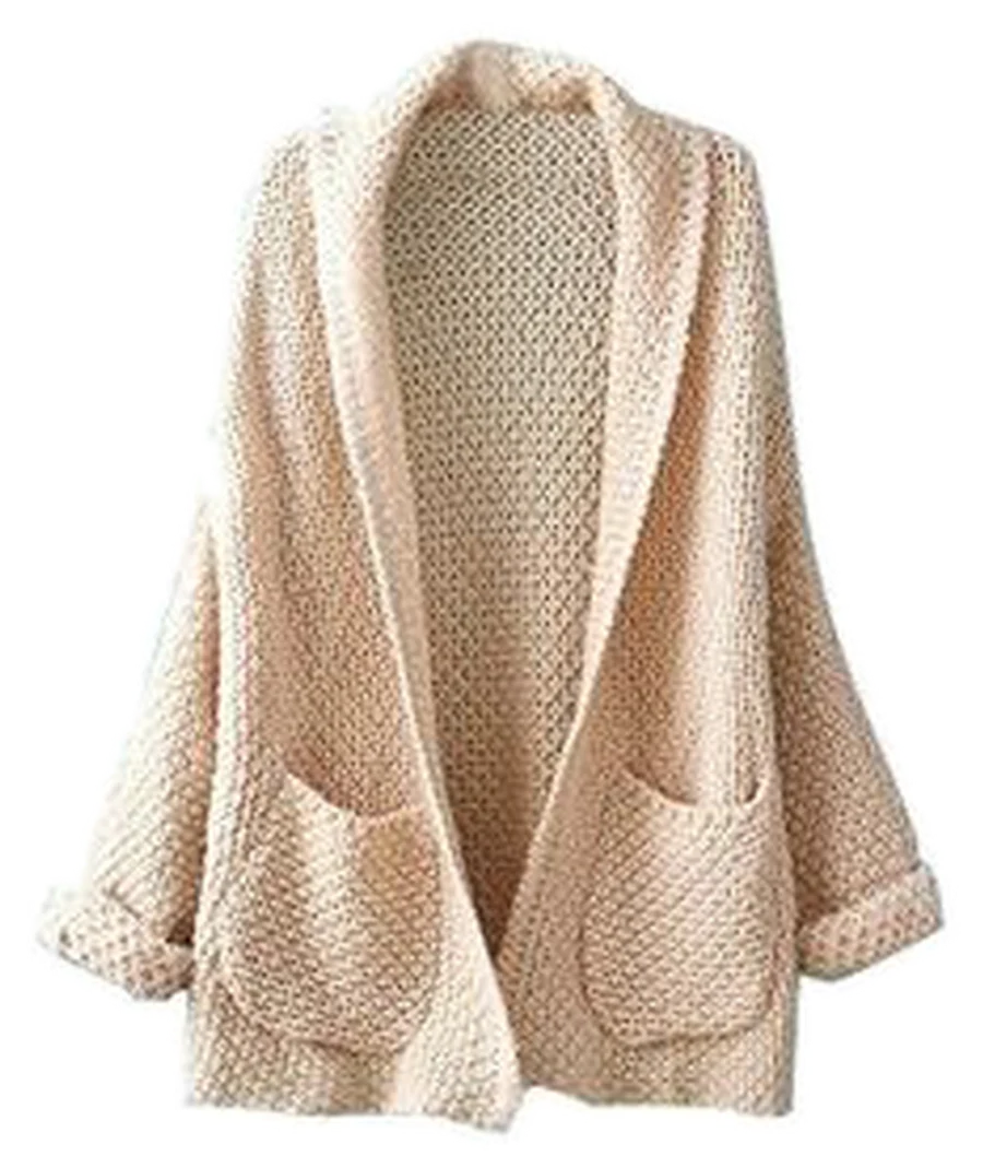 Cream textured open cardigan