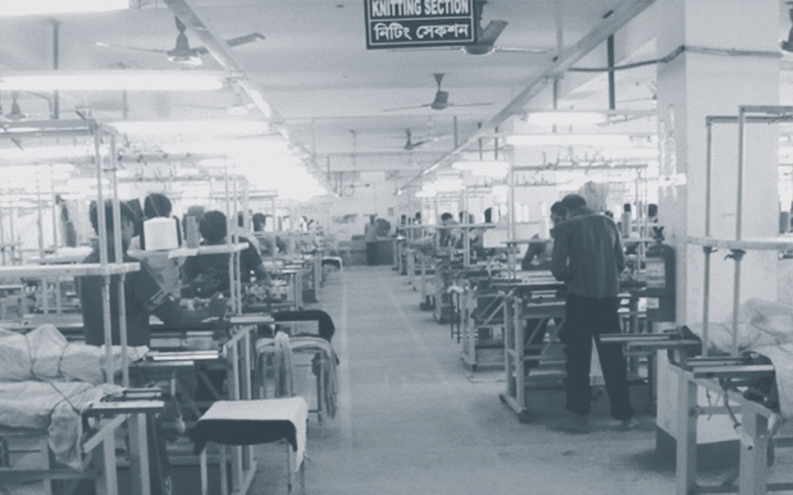 The finishing section, pressing and inspection benches