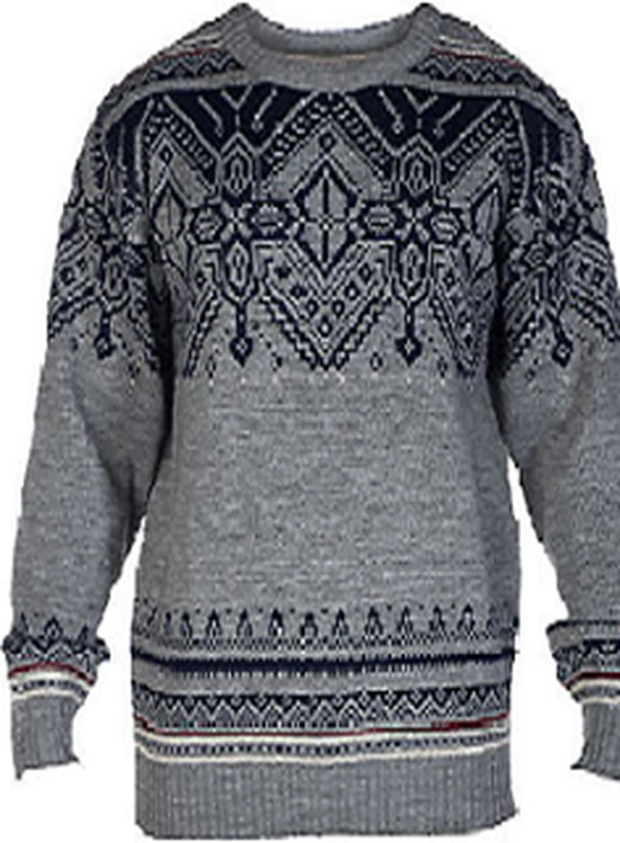 Grey fair-isle style jacquard pullover