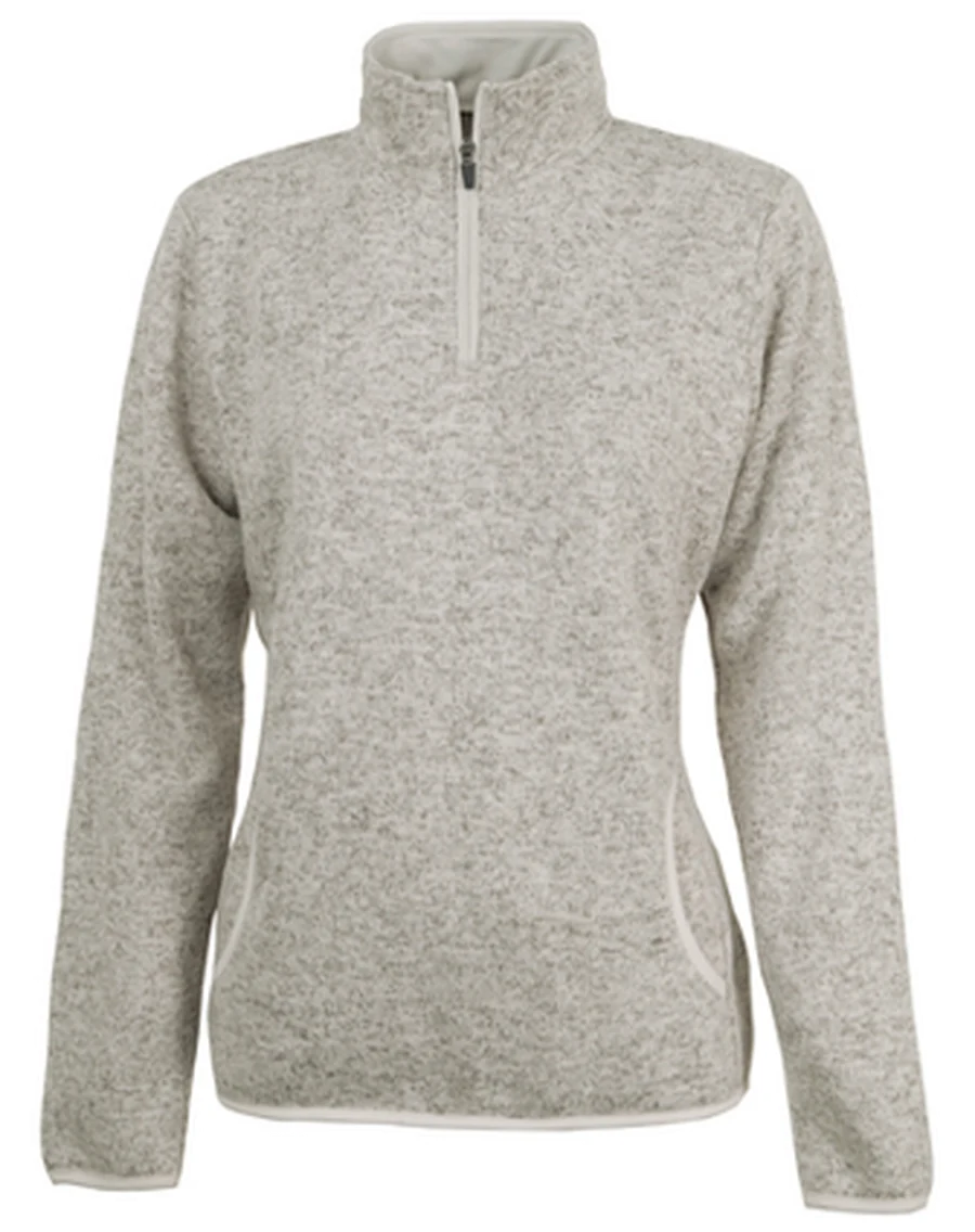 Oatmeal half-zip knitted pullover